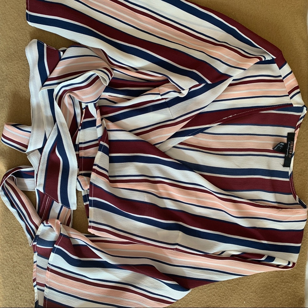 Forever 21 striped long sleeve blouse